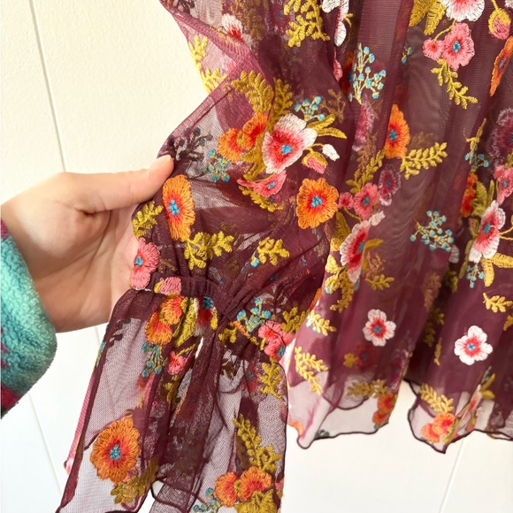 Anthropologie feather bone embroidered blouse floral size XS - Picture 2 of 7